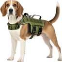 Tactical Dog Harness Medium Sized, Heavy Duty No Pull Dog Harness with Handle, Easy On and Off Service Dog Vest with Molle System, Reflective Pet Vest for Walking Hiking Training (M(Neck:17-23",Chest:22-32"),35-50 lbs, Green)