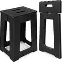 neotidy Foldable Stool Chair, 17.7 Tall Folding Seat for Adults up to 400 lb, Heavy-Duty Plastic Foldable Stool for Sitting, Portable Compact Folding Chair for Home Outdoor Camping, Black, 17.7" x 8.58" x 11.7"