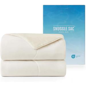 Snuggle Sac Natural Viscose Cooling Comforter Queen Size, Lightweight Breathable Silky Cooling Bedding with Q-Max>0.45 for Bedroom, Home Decor, Hot Sleepers & Night Sweats, Snow Ivory 90"x90"
