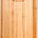John Boos Aujus Series Rectangular Wooden Maple Cutting Board 24x18  1.5 Thick, 18-lb Reversible Butcher Block with Sloped Juice Groove, Edge-Grain & Finger Grips  Made in the USA