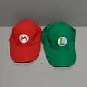2 Pack Costume Hats Anime Halloween Copslay Mario Unisex Adult Cosplay Cap (Red and Green)