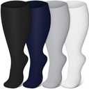 Blisset 4 Pairs Plus Size Compression Socks for Women & Men, Wide Calf for Circulation, Running, Nurse, Pregnant, 2XL