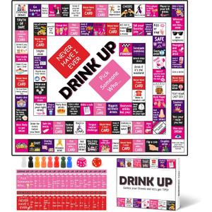 Drinking Board Games for Adults Waterproof Rubber Mat Drink Up Board Games Adult Tipsy Funny Party Interactive Drinking Games Ideal for Game Night Birthday Party Play, Age 21+, 2-8 Players