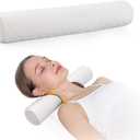 Cozyhealth 3.1" H Small Cervical Roll Pillow, Medium Soft Memory Foam Neck Round Pillow Cylinder Bolster Pillow for Sleeping, Round Neck Support for Bed, Legs, Back and Yoga (White, Small - 3.1" H)