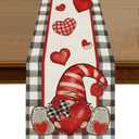 Valentines Day Gnome Buffalo Plaid Table Runner 13x72 Inch Kitchen Dining Anniversary Wedding Table Decor for Indoor Outdoor Farmhouse Home Party Decoration ZQ163