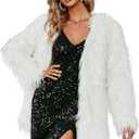 Simplee Apparel Women's Long Sleeve Fluffy Faux Fur Warm Coat (12, White)