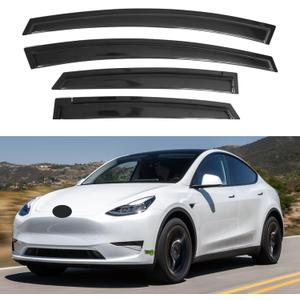 IG Window Visors Fit for 2020-2025 Tesla Model Y, Out-Channel Rain Guards Vent Wind Deflectors 4PC, Car Accessories for 20-25 Tesla Model Y
