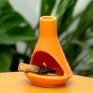 MOUGIGI Handmade Ceramic Chiminea Palo Santo Holder  Modern Medieval Incense Burner and Candlet Holder  Zen Home Decor