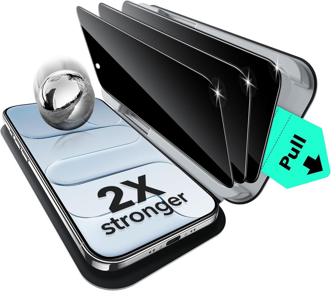 ESR 3 Pack for iPhone Air Privacy Screen Protector, Military Grade Shatterproof, 9H Hardness, Anti-spy Tempered Glass for iPhone 17 Air with UltraFit Tray