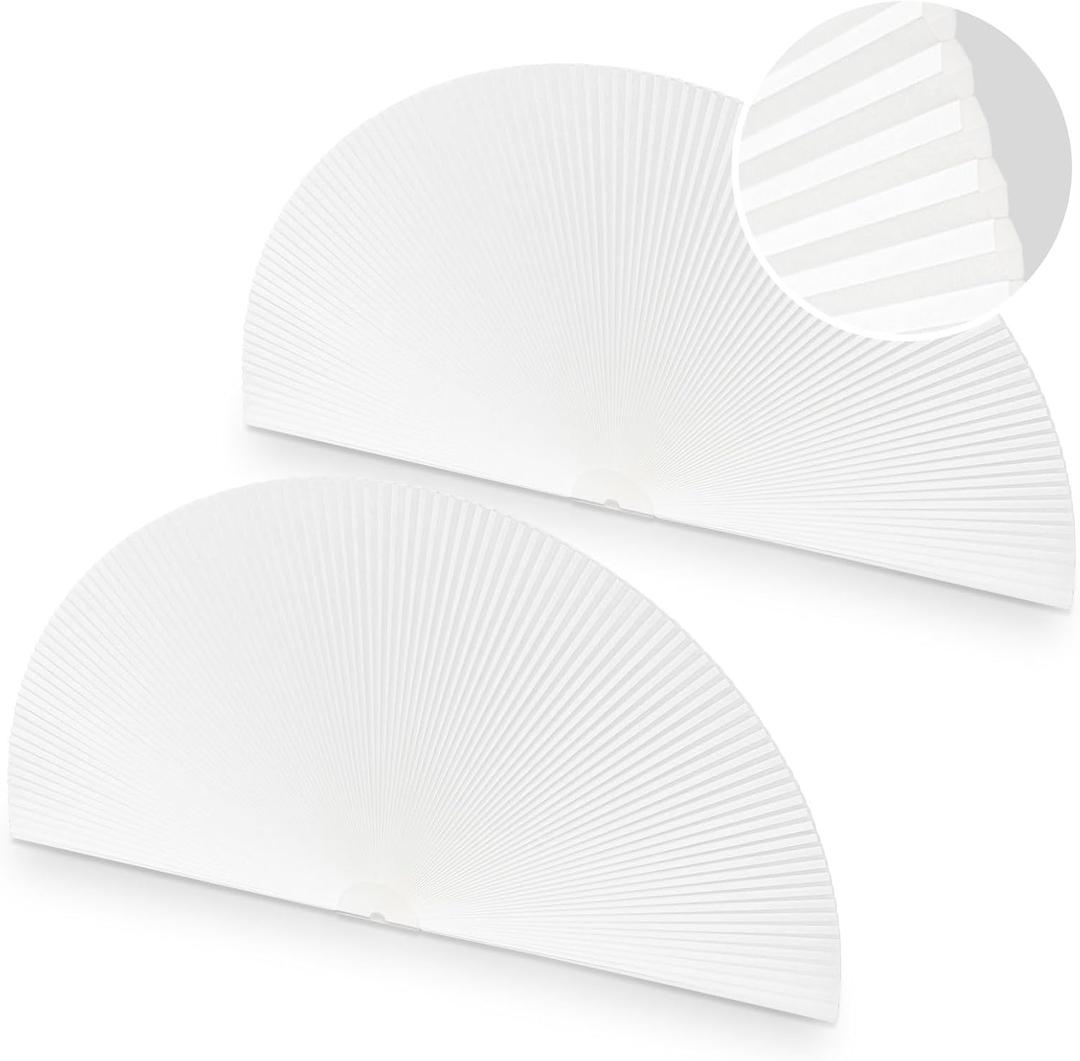 UrMoon Arch Half-Circle Window Shades 2 Packs (Radius: 36") Half Moon Window Cellular Shades Blinds for Half Round Window Easy to Cut (Light Filtering - White, 2Pcs)