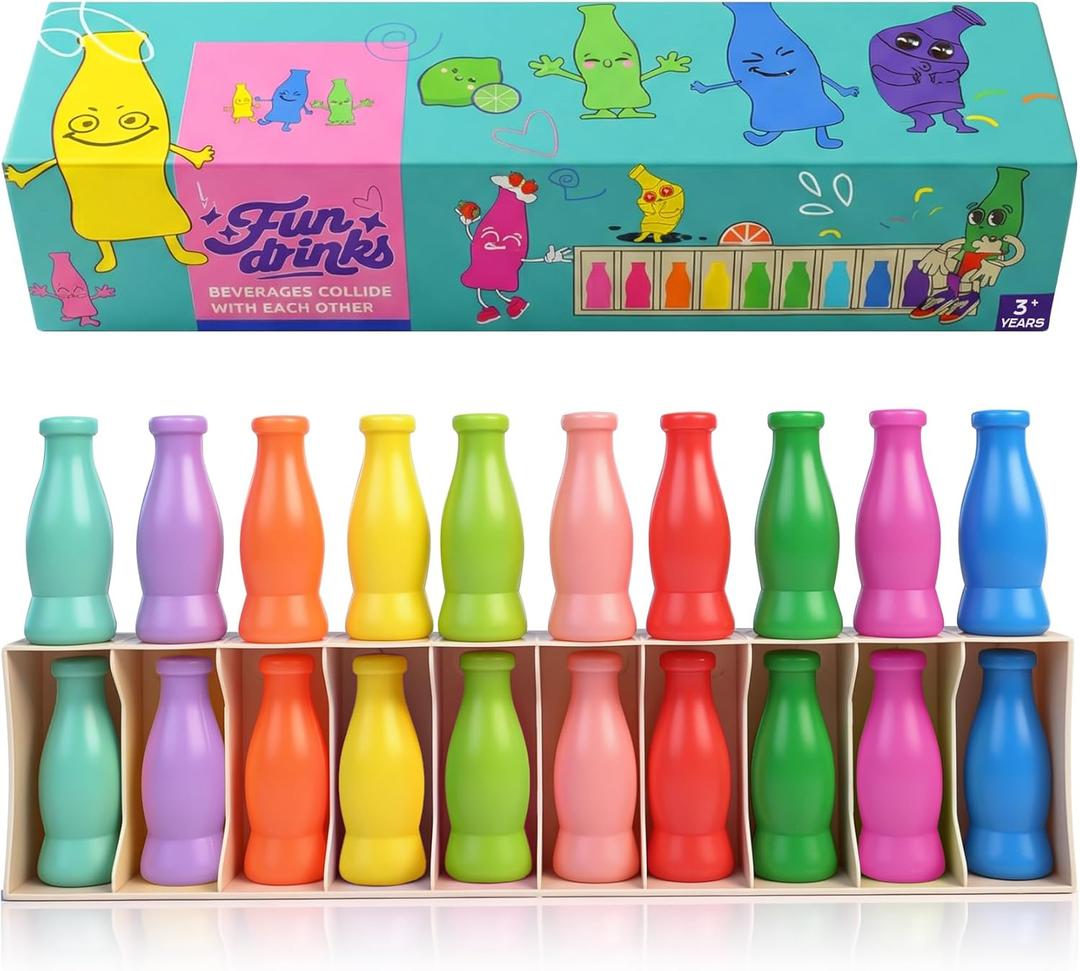 Foleto Bottle Flip Challenge Game, Color Match Interactive Sorting Toy with 20 ABS Bottles, Dual-Mode Brain Training Game Portable Party Family Group Challenge