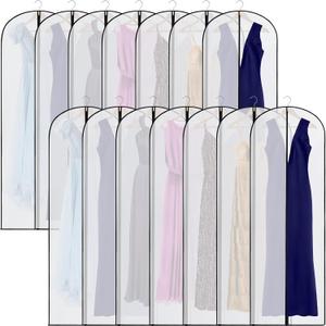 Amylove 20 Pcs 24 x 72 Inch Garment Bags Bulk Hanging Clothes Storage Covers for Closet Organization Dustproof Transparent Dress Suit Bag Set for Wedding Dresses Long Gowns Coats Seasonal Wardrobe (White Black)
