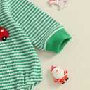 ZAXARRA Baby Christmas Sweatshirt Romper Striped Waffle Knit Jumpsuit Christmas Tree Embroidery Cute Boy Girl Holiday Outfit (0-3 Months, Green)