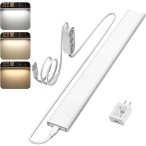 ASOKO Plug-in Under Desk Light, 16Inch LED Workbench Lights with Super Brighten 700Lumen and Smart Memory Function,3 Temps (3000K/4000K/6000K) for Kitchen Sink/Desk/Workbench