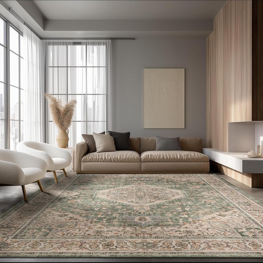 Area Rug Non Slip Machine Washable Ultra Soft Living Room/Bedroom/Kitchen/Outdoor/Classroom Celadon, 8'10'