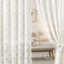Vintage Lace Curtains 63 Inches Length with Floral and Branch Pattern, Elegant Romantic Sheer Light Filtering Lacy Drapes for Living Room Bedroom, 52 x 63 Inch Ivory, Set of 2 Panels