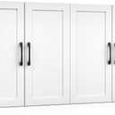 Wall Cabinet with Adjustable Shelves, Laundry Room Cabinet with 4 Doors, Kitchen Storage Cupboard Cabinet, Wall Mount Medicine Cabinet for Bathroom, Living Room, White