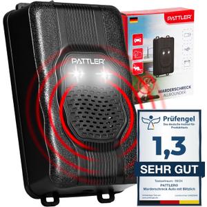 Marten deterrent car with flash light, marten repellent with flexible power supply, 12 V car battery, AA battery or USB, effective marten protection for car, garden, attic, 1 piece