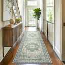 GENIMO 2x5 Runner Rugs for Hallway, Machine Washable Non Slip Vintage Rugs, Low Pile Lightweight Soft Print Rug for enrtyway, Corridor, Home Office, Kitchen, Green