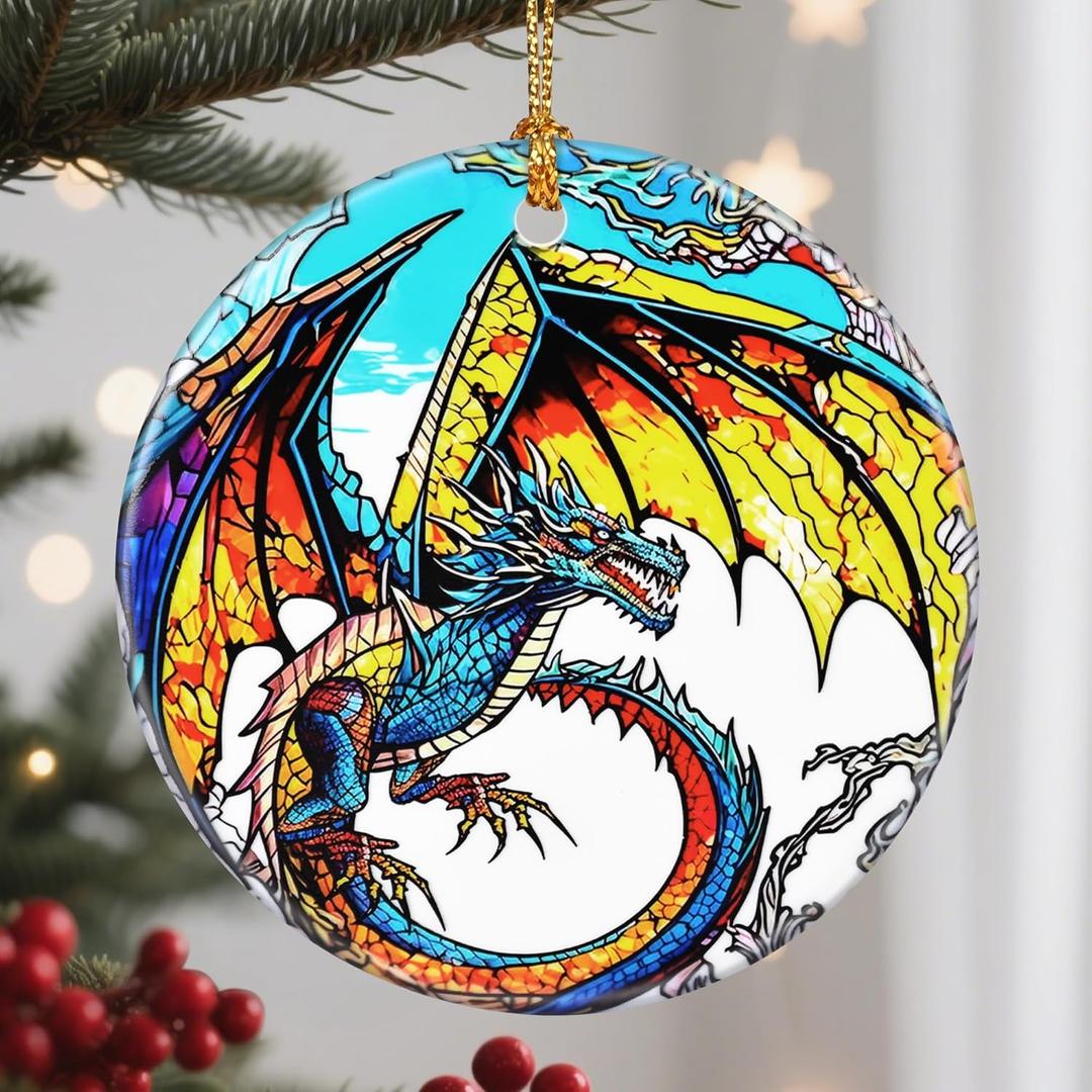 Dragon Christmas Ornament Holiday & Christmas Decorations, Gifts for Dragon Lovers, Xmas Gift Ideas