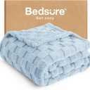 Bedsure GentleSoft Light Blue Throw Blanket for Couch - Checkered Fleece Blankets Gifts for Kids Girls, Cute Soft Cozy Throw for Bedroom Home Decor Gifts, 50x60 Inches (Blue)