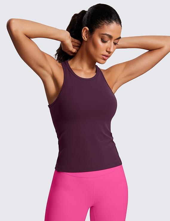 Butterluxe High Neck Tank Tops for Women - Yoga Workout Athletic Gym Camisole Racerback Sleeveless Shirts Size S