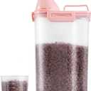 SenseYo 2.5lb Pet Food Storage Container with Measuring Cup, 3L Cat Food Storage Container Dog Food Storage BPA Free for Small Dog, Cat, Bird (Pink)