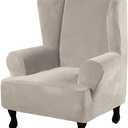 H.VERSAILTEX Wingback Chair Covers Velvet Plush Wing Chair Slipcover 1 Piece High Stretch Wing Back Chair Slipcovers Sofa Cover Furniture Cover with Elastic Bottom, French Oak