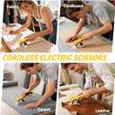2026 New 3000mAh Electric Cardboard Box Cutter with 4 Blades, Cordless Electric Scissors with Safety Lock & LED Light, Storage Box, 300 RPM, Electric Cutter for Fabric Carpet Carton Leather Cloth