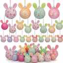 Leinuosen 24 Pcs Sequin Easter Tree Ornaments with Bunny Ear Easter Rabbit Tree Decorations Colorful Glitter Hanging Ball Ornaments for Home Indoor Birthday Party DIY Crafts(Mixed,Stylish)