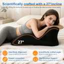 Memory Foam Wedge Pillow, Ergonomic Contoured Bed Positioner Neck Wedge Pillow, 27° Angled Body Support Prone Pillow Back Cushion, Multi-Functional Bed Wedge with Removable Cover Black