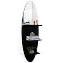 Homaterial 3-Tier Floating Shelf Wall Mounted Surfboard Shape, Black