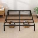 NEW JETO Metal Bed Frame,Queen Size Bed Frame with Storage Space,Heavy Duty Sturdy Mattress Foundation,Easy Assembly,No Box Spring Needed, Black,18 Inch,Queen