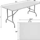 FORUP 6ft Table, Folding Utility Table, Fold-in-Half Portable Plastic Picnic Party Dining Camp Table (White)