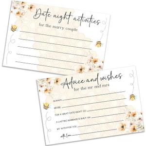 Advice And Wishes For The Mr And Mrs, Honey Bee Bridal Shower Games Decorations, Honeycomb Flowers Decor For Wedding Engagement Party, Advice Cards For The Bride And Groom, 25 Pcs Cards -09