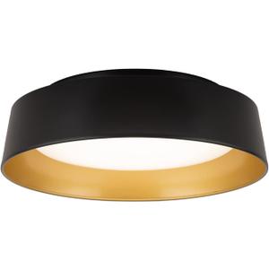 12.5 Inch LED Flush Mount Ceiling Light Fixture, 26W, Super Bright 1350 Lumen, 3 Color 3000K/4000K/5000K, Matt Black with Gold Inside, Dimmable Ceiling Lamp for Bedroom Hallway Bathroom Outdoor