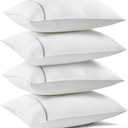 Bedsure Hotel Pillows Queen Size, Set of 4 - Luxury Bed Pillows for Sleeping, Decoration Strip Diamond Design Cover, Fluffy Original Down Alternative Filling for Side, Back or Stomach Sleepers (Grey)