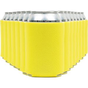Blank Beer Can Coolers Sleeves (30-Pack) Soft Insulated Beer Can Coolies - HTV Friendly Plain Koolies in Bulk for Beer Cans & Bottles - Coolie Blanks for Vinyl Projects & Wedding Favors (Yellow)