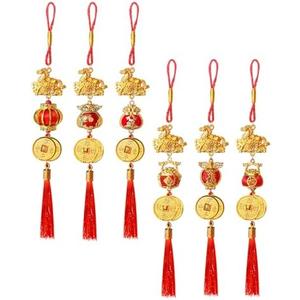 2026 Year of Horse Lucky Charm Feng Shui Tassel, Chinese New Year Decorations, Hanging Pendant for Home, Health, Wealth, and Success, Horse Decor for Good Luck, 2026 Chinese New Year Ornaments(6 Pcs)