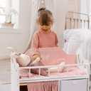 ROBUD Baby Doll Crib, Wooden Doll Bed with Storage and Bedding, of Toy Baby Crib to Kids, Pink Baby Doll Beds Suit for Dolls Under 22 Inches, Large