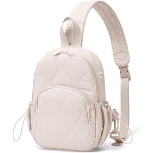 JUNGYOON Featherweight Sling Backpack for Women – Stylish Crossbody Bag & Adjustable Shoulder Bag for Commute, Travel & Daily Adventures | Ultra-Light Design, Multi-Functional Pockets(Beige-Small)