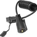 5ft 7 Way Round to 4 Way Pin Flat Trailer Connector Adapter Coiled Wiring Cable, 7 Pin Round to 4 Pin Flat Trailer Wiring Adapter Extension Harness for Truck RV Trailer 60inch