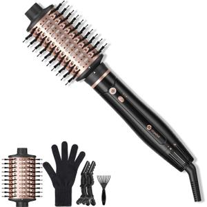 slopehill High Speed Hair Blow Dryer Brush,6X Ultra-Fast Drying All in One Ionic Hot Air Brush Adds Shine,Volume& Fullness for Smooth for Long Hair,Frizz-Free&Blowout Look,8 Mode 60 &75mm Oval Brush (Black Gold)