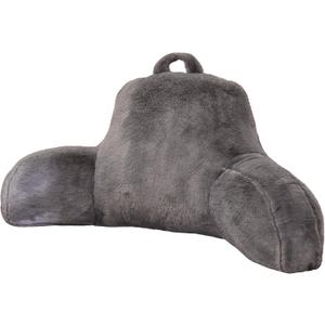 Aimuan Reading Pillow Bed Rest Pillow with Arms Rabbit Fur Cushion for Adults Teens Incline Rest Sitting up & Sleeping Snoring Pillow with Pregnancy Lumbar Back Support (Standard, Grey)
