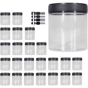 8oz Plastic Jars With Lids, Airtight Container for Food Storage, Clear Plastic Jars Ideal For Dry Food, Peanut Butter, Honey Jam,Cosmetics, Cream, Bathroom and Storage(set of24)