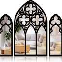 3 Pack Gothic Mirrors Wall Decor Vintage Cathedral Arch Frame Mirror Goth Room Decor 13.78 Inches Rustic Spooky Decorative Mirror Wall Hanging for Bedroom Bathroom Living Room (Silver)