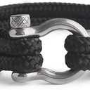3 Mover Mens Rope Bracelet - Stainless Steel Black&Silver Shackle, Extremely Durable and Scratch Resistant Waterproof Paracord, Handmade, Nautical Wristband for Men And 1 PARACORD BRACELET - ROYAL BLUE / BLACK 9"