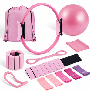 Pilates Kit Pilates Essentials Kit for Women 13 PCS Pilates Ring and Ball Set with Resistance Band, Adjustable Ankle Wrist Weights, Stretch Ring, Exercise Bands, Pilates Equipment for Home Workouts
