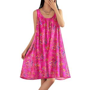 YESNO Summer Dresses for Women Casual Boho Floral Sundresses Sleeveless Scoop Neck Beach Tank Dresses EVS (Pink, M)