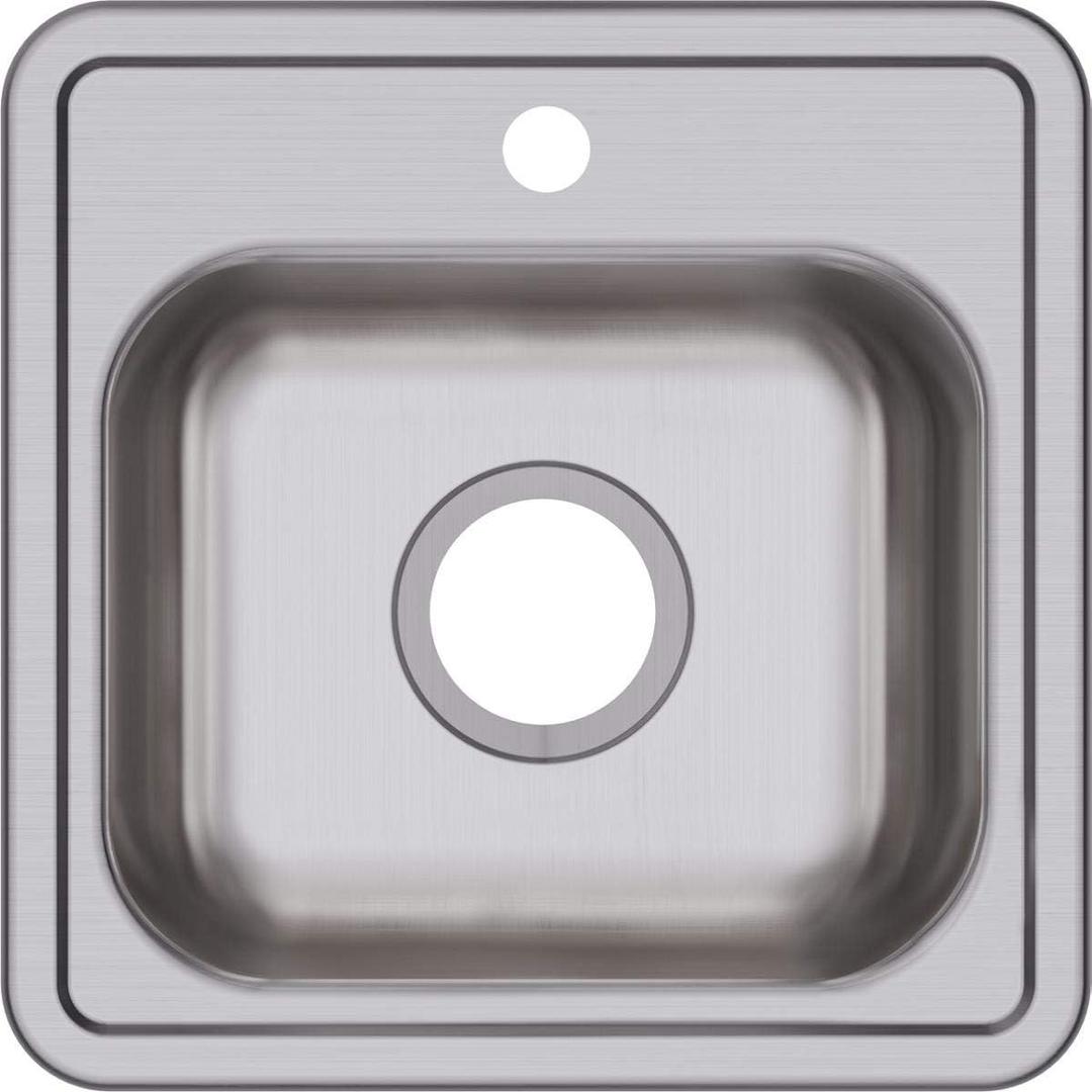 Dayton D115161 Single Bowl Drop-in Stainless Steel Bar Sink, 15 x 15 with 3.5" Drain Hole